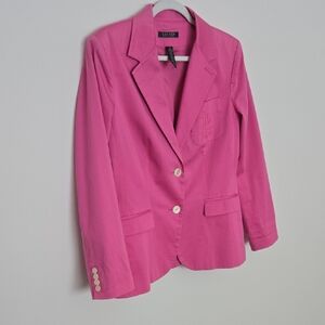 Ralph Lauren Vibrant Pink Women's Monogramed Cotton Blazer Size 14